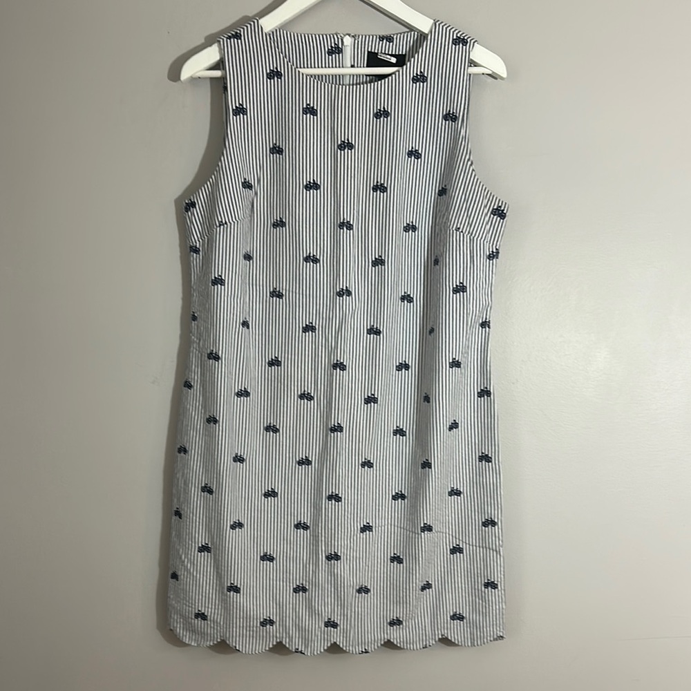 Cynthia Rowley White Black Striped Bicycle Print Sleeveless Dress Size 10